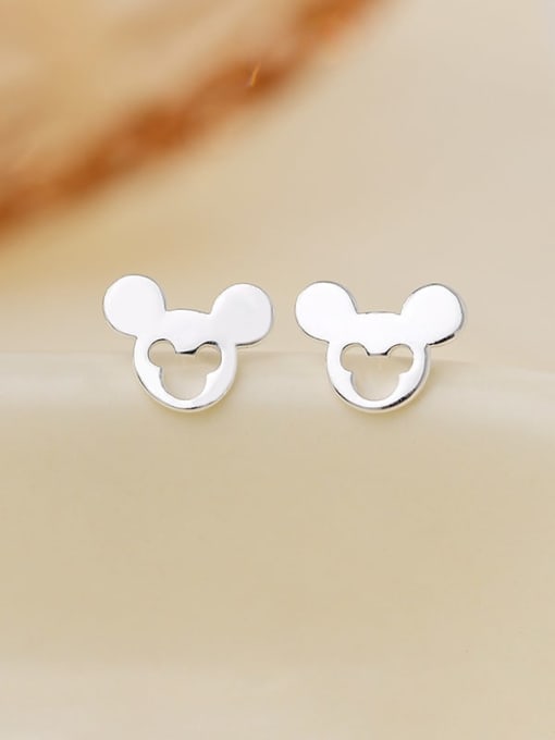 ES2440 [99 Silver Minnie] 925 Sterling Silver Heart Cute Stud Earring